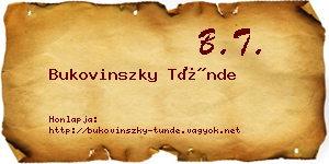Bukovinszky Tünde névjegykártya